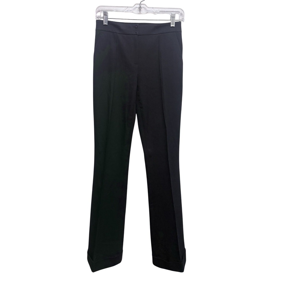 Elie‎ Tahari Women's Sz 2 High-Rise Wide-Leg Black Career Trousers Pants Tall
